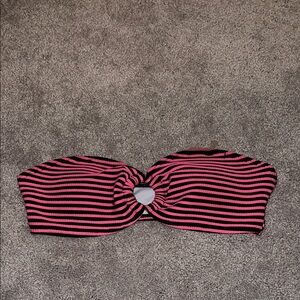 Striped Pink and Black Bandeau Top